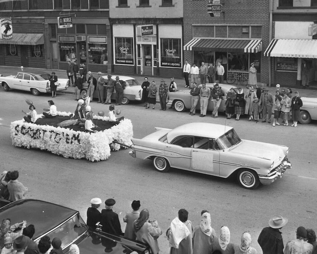 Local festival procession in a small town square